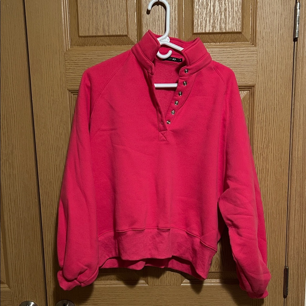 Hot Pink Papermoon Peak Balloon Sleeve Sweatshirt